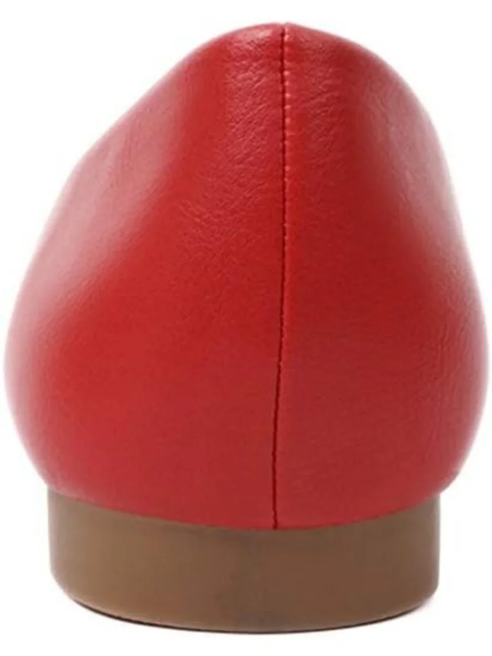 FUNKYMONKEY Women's Red Faux Leather Pointed Toe Slip On Ballet Low Heel Flats